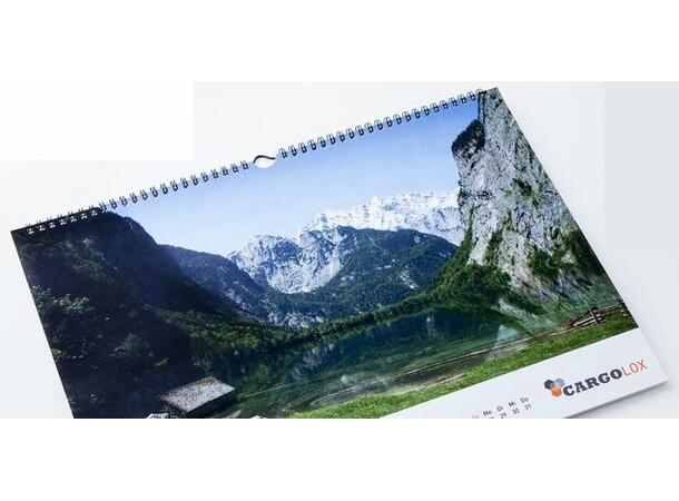 Veggkalender liggende A3 med spiral 420 x 297 mm, 170 gr. papir 